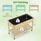 47" Pine Wood Raised Garden Bed with Wheels and Bottom Shelf Outdoor Planter Box with Liner
